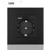 Black 16A German Standard Socket Panel with Double USB + Type C, Concealed European Installation