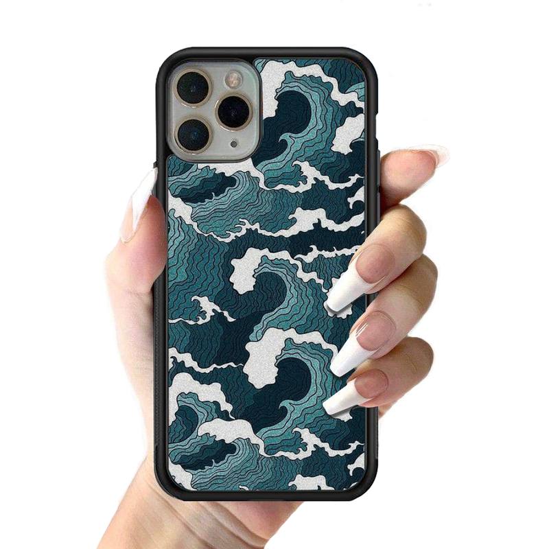 Japanese Wave Anime Dragon Phone Case Silicone PC+TPU Case for iPhone 11 12 13 Pro Max 8 7 6 Plus X SE XR Hard Fundas