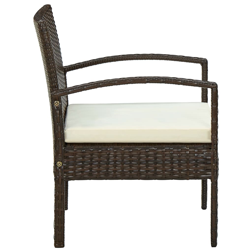 Garden Chair with Cushion Poly Rattan Brown