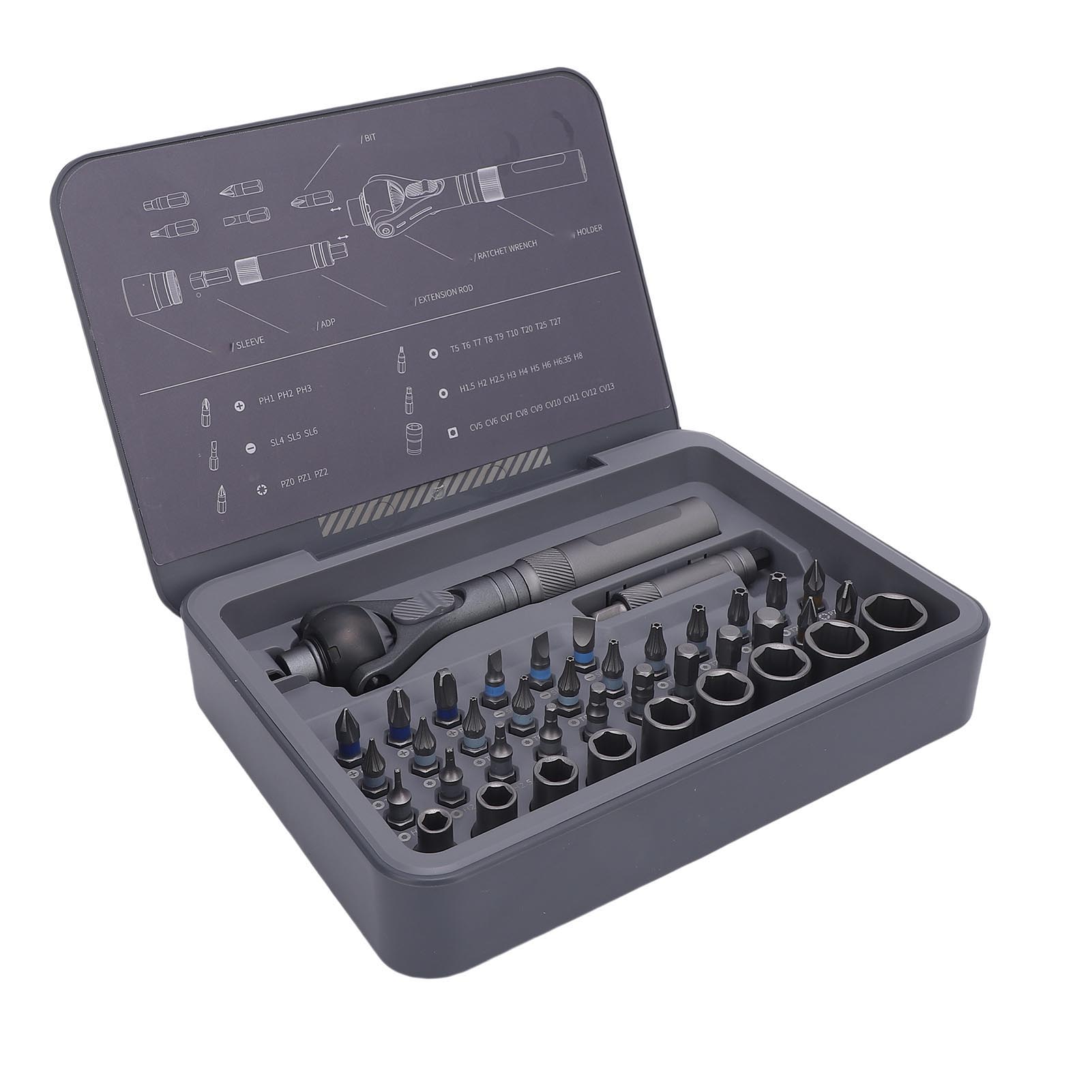 

Набор отверток с трещоткой 40 в 1 Дизайн 45 Зубьев Точный 180 градусов Универсальный Магнитный Набор отверток