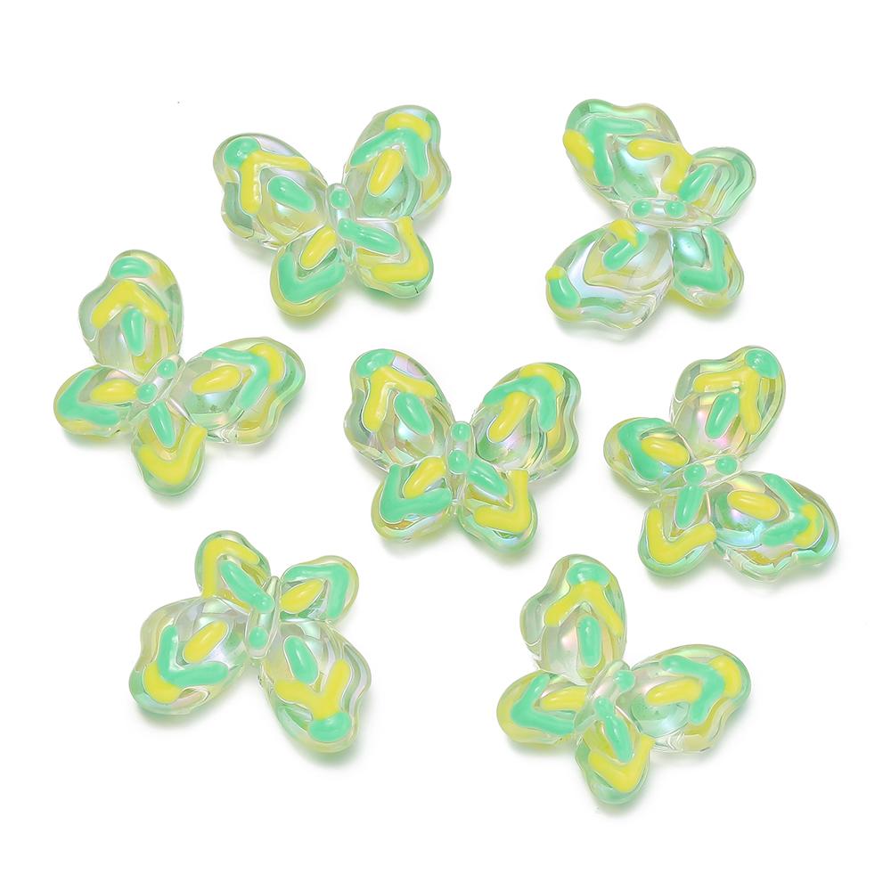 1Pcs Acrylic Hand-Painted Butterfly Beads Colorful Loose Beads for DIY Bracelet Phone Chain Jewelry Making Supplies Findings