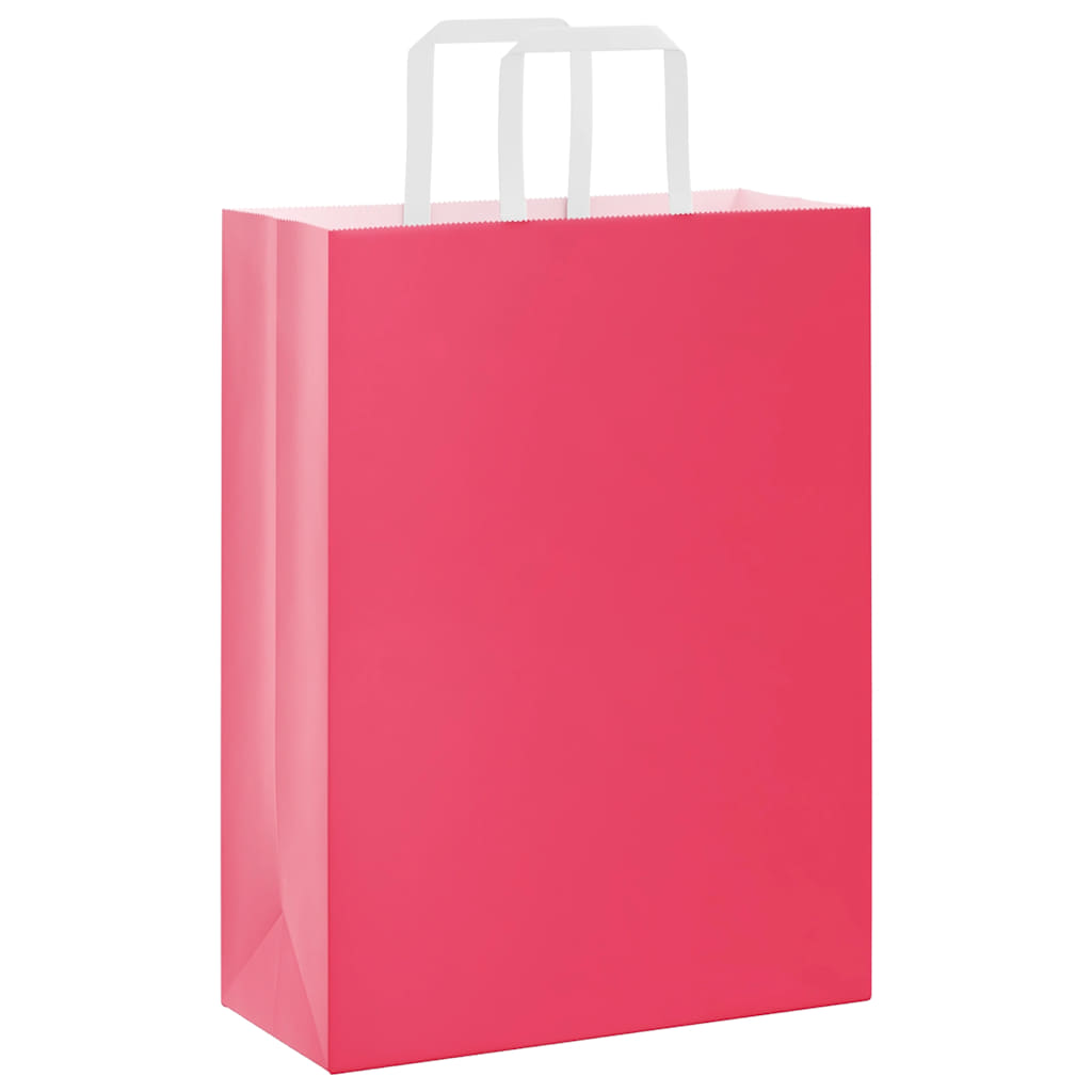 Paper Shopping Bags 250 Pcs with Handles Pink 26 X 12 X 35 Cm