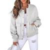 Women S Casual Round Neck Short Jacket Long Sleeve Solid Color