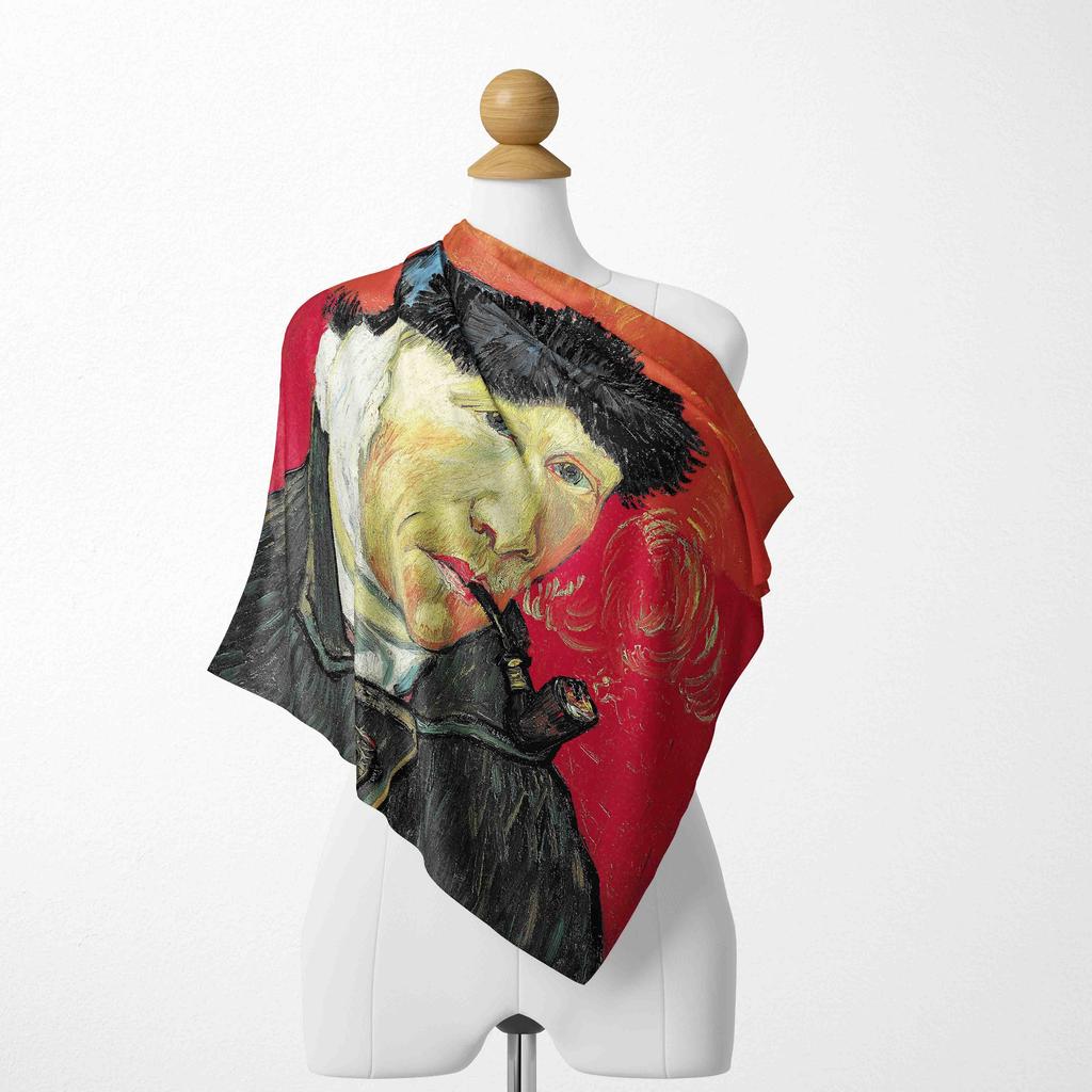 70CM*70CM Van Gogh Oil Painting Fashion Scarves for Women Print Silk Satin Hijab Scarf Female Luxury Brand Square Shawl Scarfs