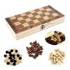 3In 1 Portable Travel Chess Checker Backgammon, Folding Storage Wooden Chess Set, International Checkers Board Game Kids Adults Set