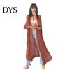 Swimsuit Cover-up Lady Beach Cardigan Sunscreen Anti-UV Long Sleeves Lace Bohemian Style Bikini Casual Daily Coat Thin Calf Length Vacation