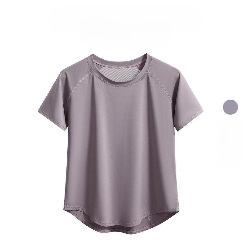 

Летняя дышащая футболка свободного кроя для бега, йоги, быстросохнущая, с коротким рукавом, для женщин, тренировок, спортзала, фитнеса, спорта M фиолетовый