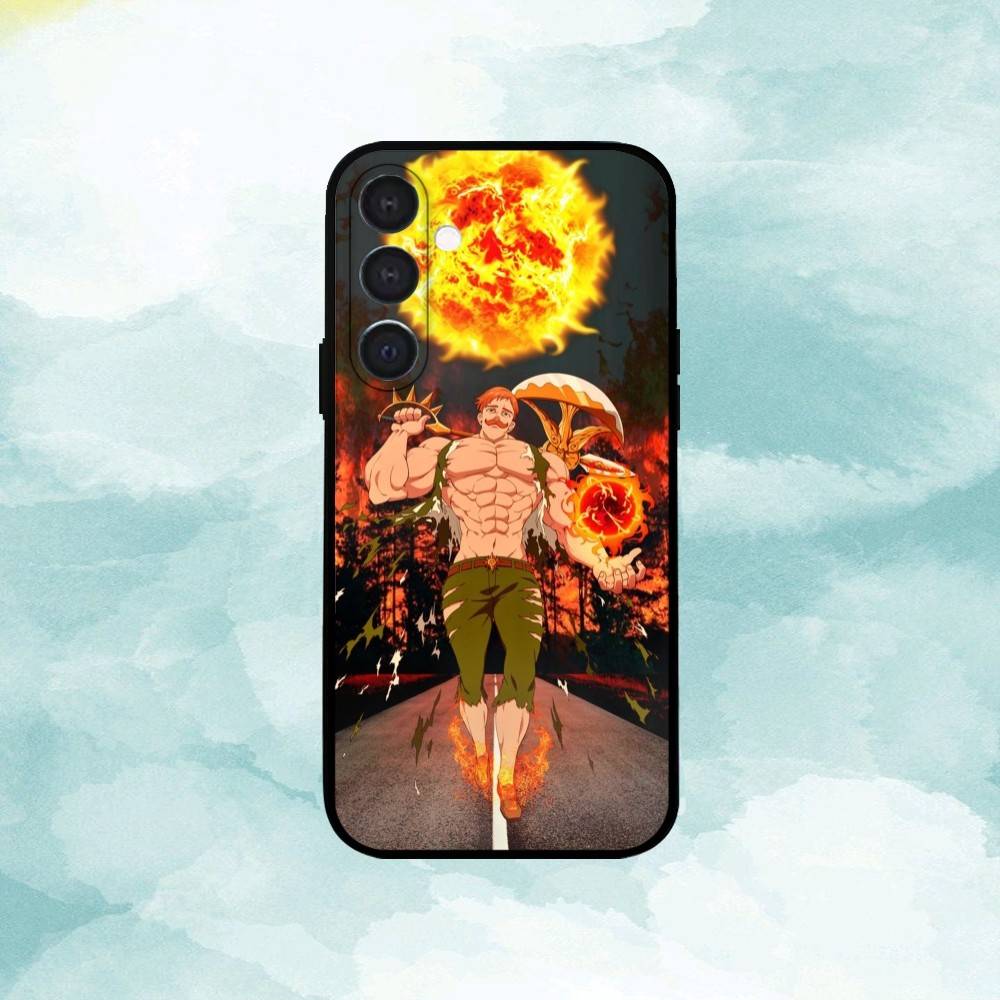 E-Escanor Sun Cartoon Phone Case For Samsung  A73,72,71,A52,51,40,41,A22,A32,31,A13, Soft Black Shell