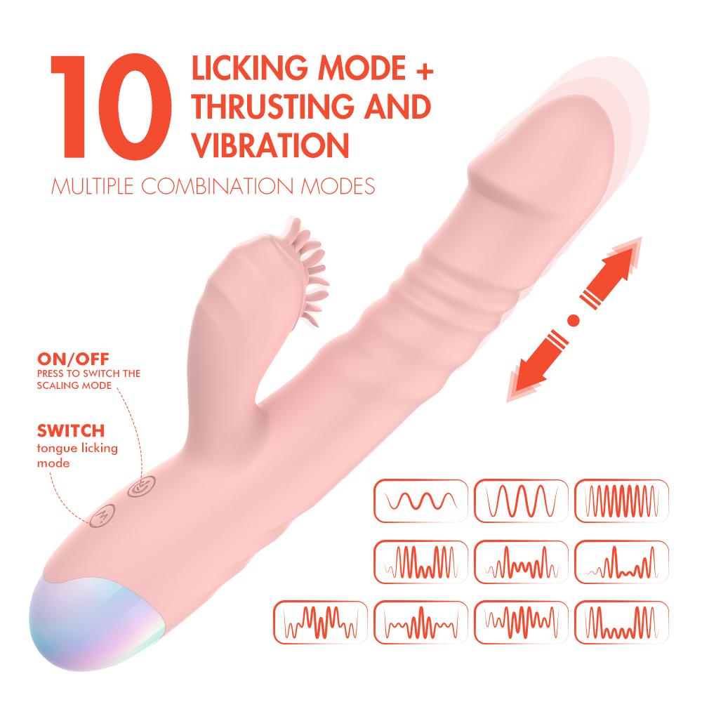 Vibrator pentru femei 2 în 1 Mașină de lins Stimulator de clitoris G-Spot Puternic vibrator Dildo Baghetă Femeie Clitoris Sucker Jucării sexuale pentru adulți