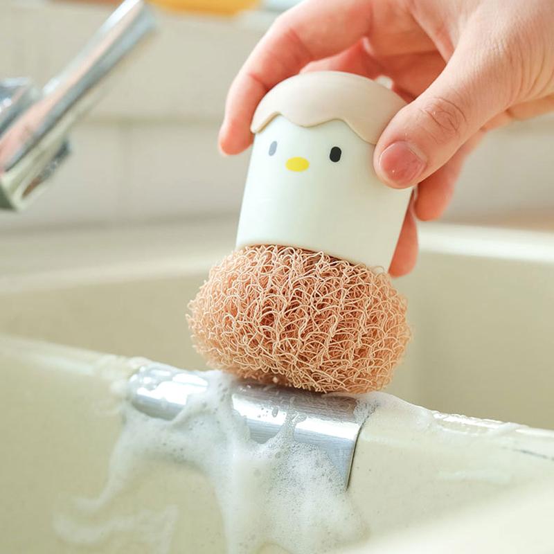 Cute Egg Kitchen Cleaning Brush Silicone Dishwashing Brush Fruit Vegetable Cleaning Brushes Pot Pan Sponge Scouring Pads