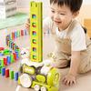Kids Domino Train Toy Automatic Domino Thrower Sound Light Effect Toddler Building Blocks Projection Educational Gift