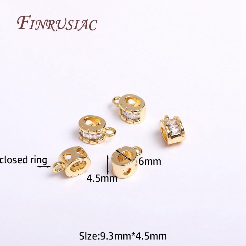 18K Gold Plated Zircon-Set Pendant Bail with Open/Closed Ring Connector For DIY Jewelry Making Supplies Accessories Wholesale