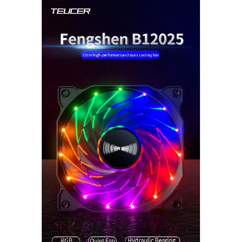 TEUCER B12025 PC-Gehäuselüfter, 120 mm, 12 V, 4-polig, Vortex-Lichteffekte, stoßfest, geräuschlos, Hochleistungs-Computer-Kühllüfter