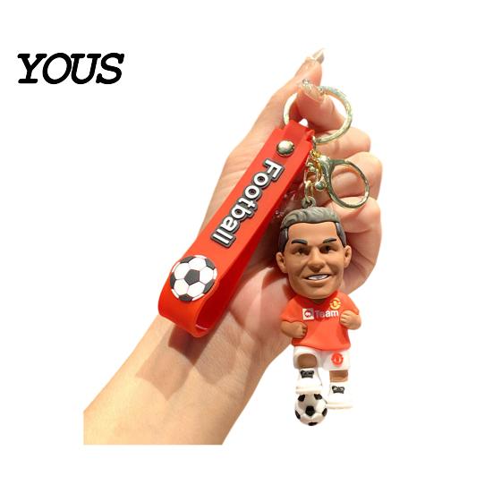 Keychain Charm Pendant, Football Star Figure Key Holder with Exquisite Craftsmanship Lanyard, Bag Pendant for Backpacks Handbags Cars Wallets