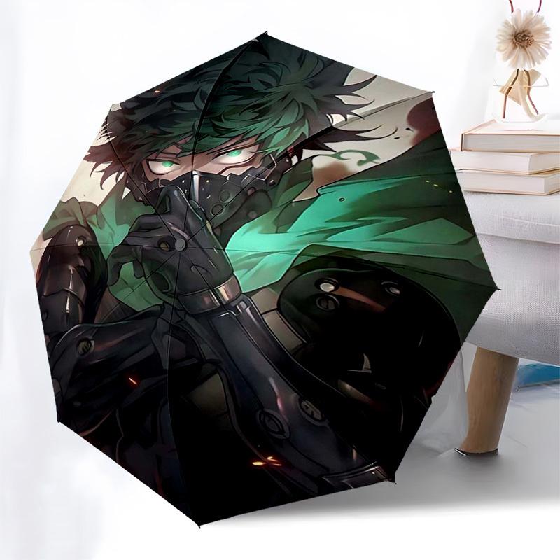 1pc My Hero Academia Izuku Midoriya Theme Outdoor Umbrella - Automatic Opening/Closing, Collapsible 3-Fold Design with Iron Frame - Perfect Gift for F