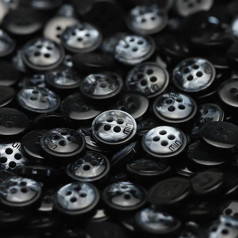 Four-Eye Min Resin Buttons Imitation Shell Knitted Cardigan Shirt Sleeve Collar Buttons Black Beige Clothing Accessories