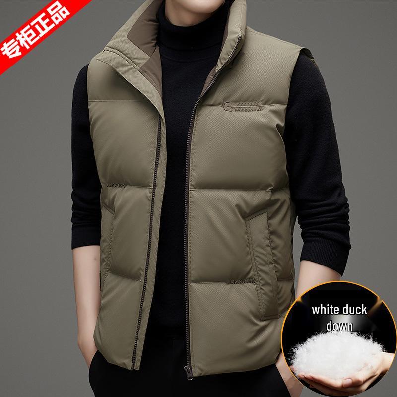 Pierre Cardin Men s Thickened Down Vest - 2025 Winter Stand Collar Outerwear XL 135-150 jin хаки