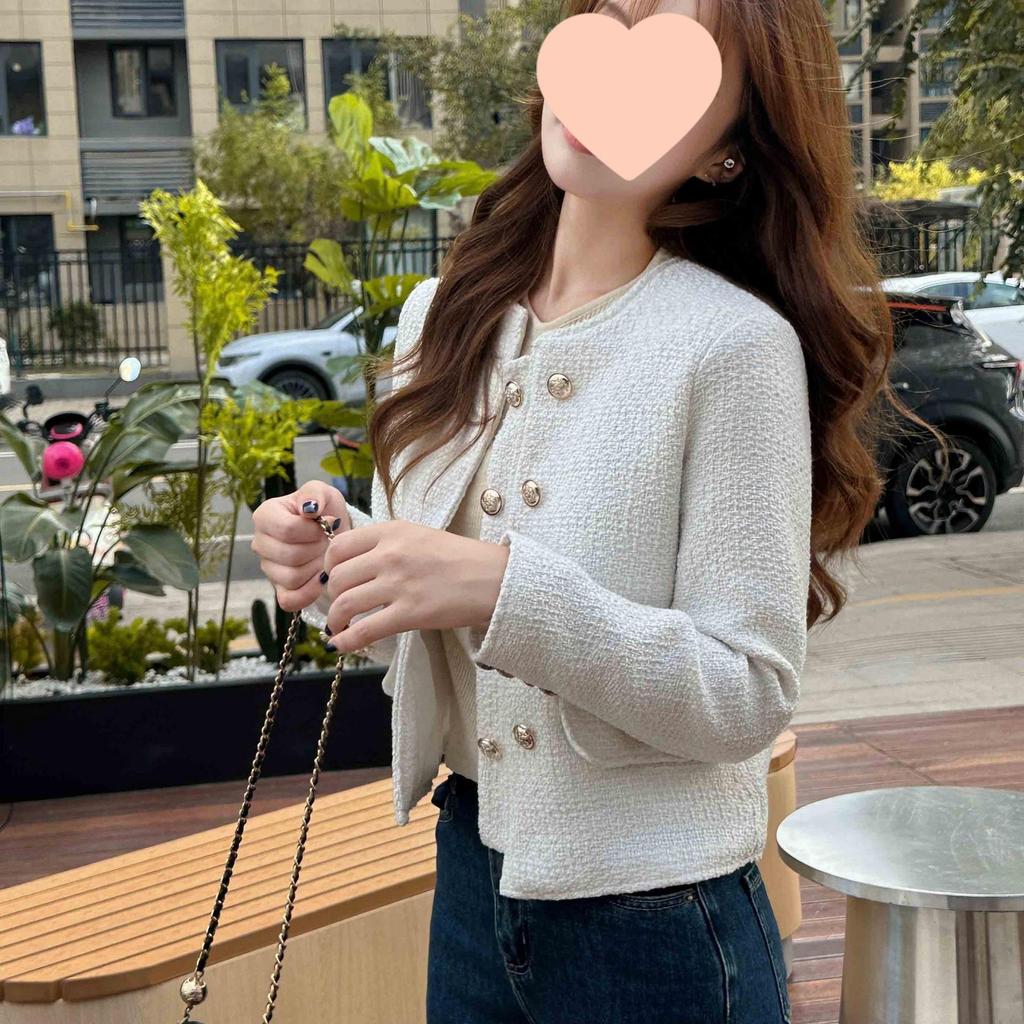 Spring & Autumn Korean Style Petite Versatile Round Neck Jacket for Women