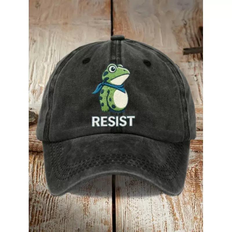 Frog Resists Washed Cotton Hat Men's Old Daddy Hat Vintage Printed Soft Top Baseball Cap