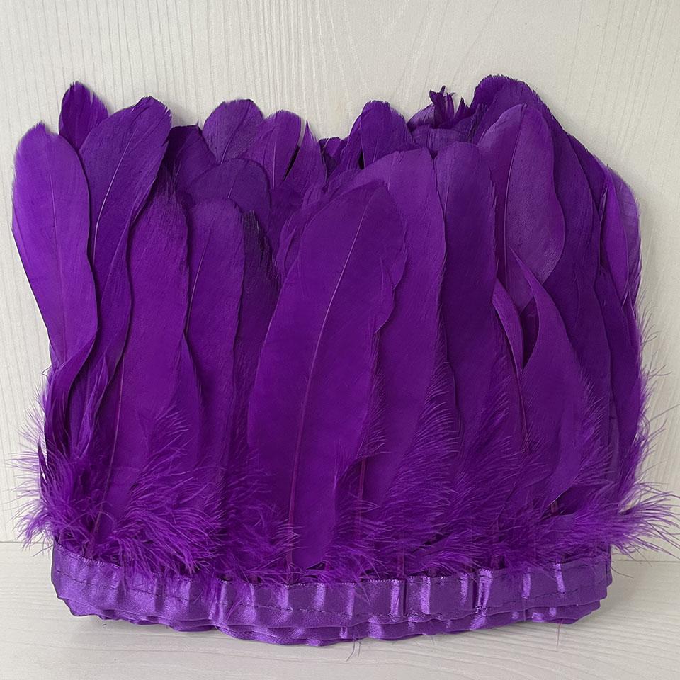 

Натуральная гусиная бахрома из перьев 15-20 см для рукоделия, шитья одежды, отделки плюмажем, DIY свадебное декоративное перо 2 yards фиолетовый