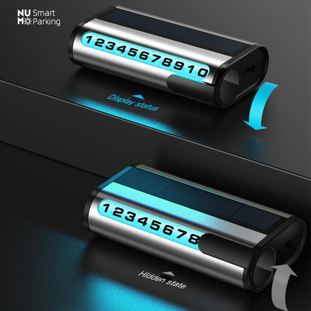 Car Luminous Temporary Parking Number Plate Solar Charging Car Parking Card Phone Number Temporary Stop Sign Plate