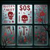 Halloween Bloody Static Window Sticker Skull Blood Handprint Knife Blood Sticker Haunted House Window Party Decoration Sticker