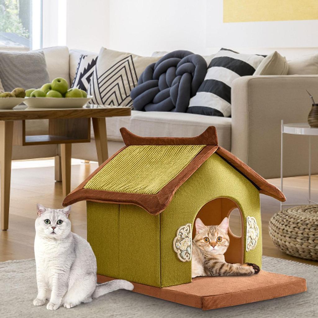 Cat Bed House Hut Kitten Shelter Non Slip Removeable Washable Bunny Kitty Puppy Comfortable Cave
