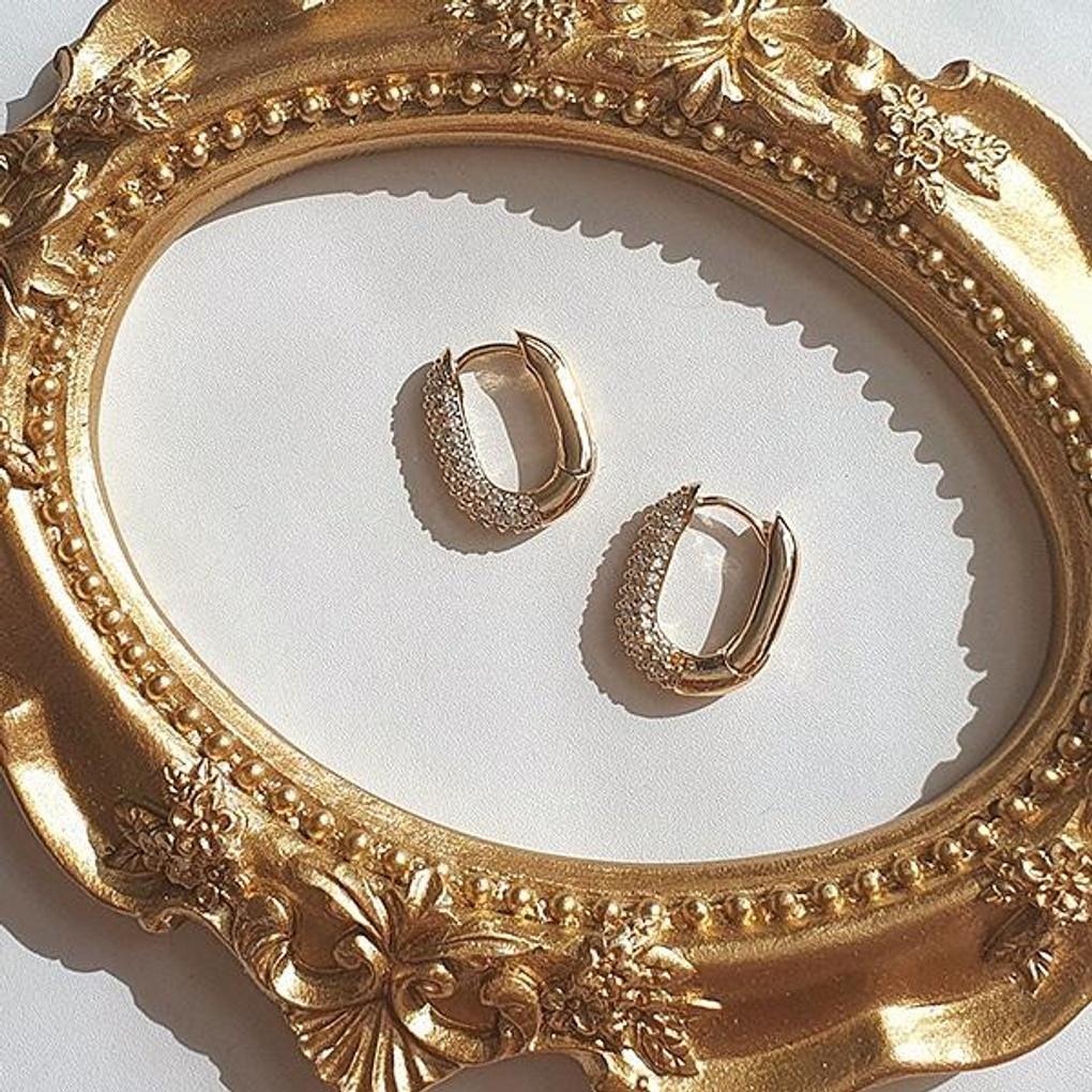 Women's Daily Square Half Cubic Ring Earrings