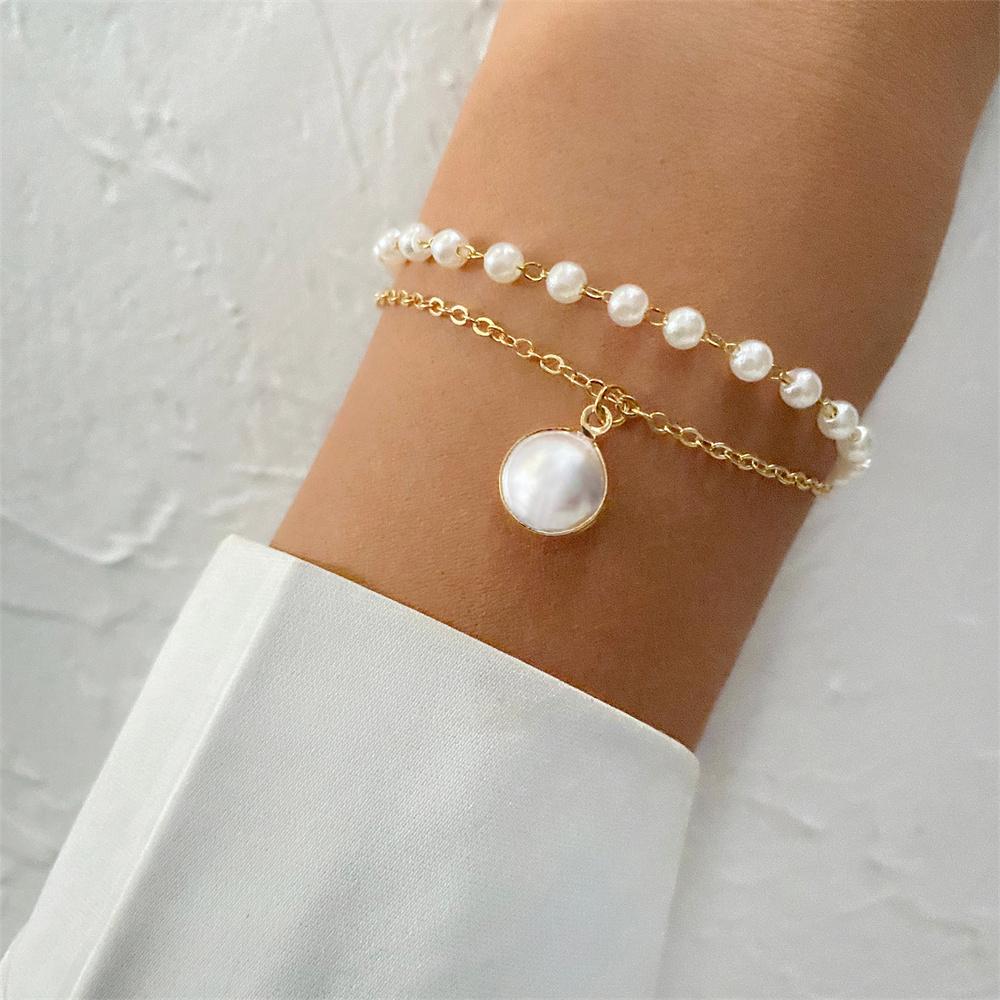 Fashion White Beads Chain Bracelet Simple Elegant Temperament Women Hand Jewelry Accessories Gift