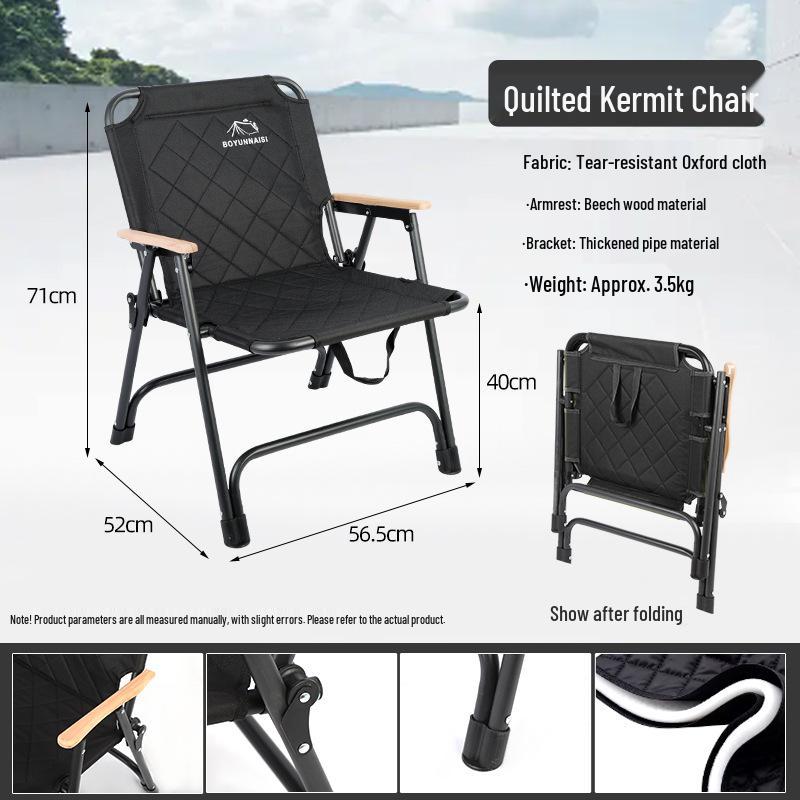 Cotton Kermit Chair: Outdoor Folding Quilted Picnic & Beach Chair with Portable Table