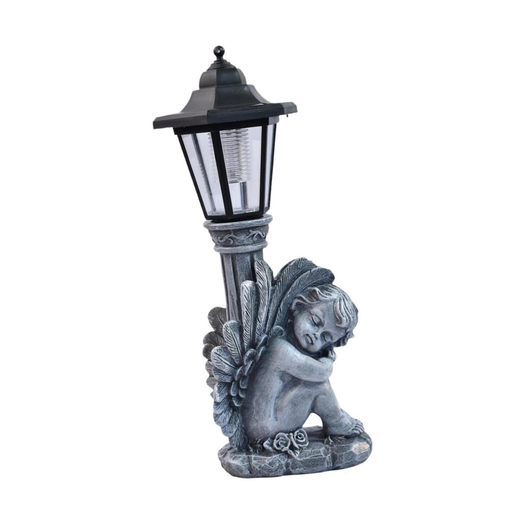 Resin Angel Solar Lamp Easy to Use Statue Modern Decorative Statuette for Garden Decoration Outdoor