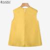 ZANZEA Women Casual Round Neck Printing Summer Sleeveless Tank Tops