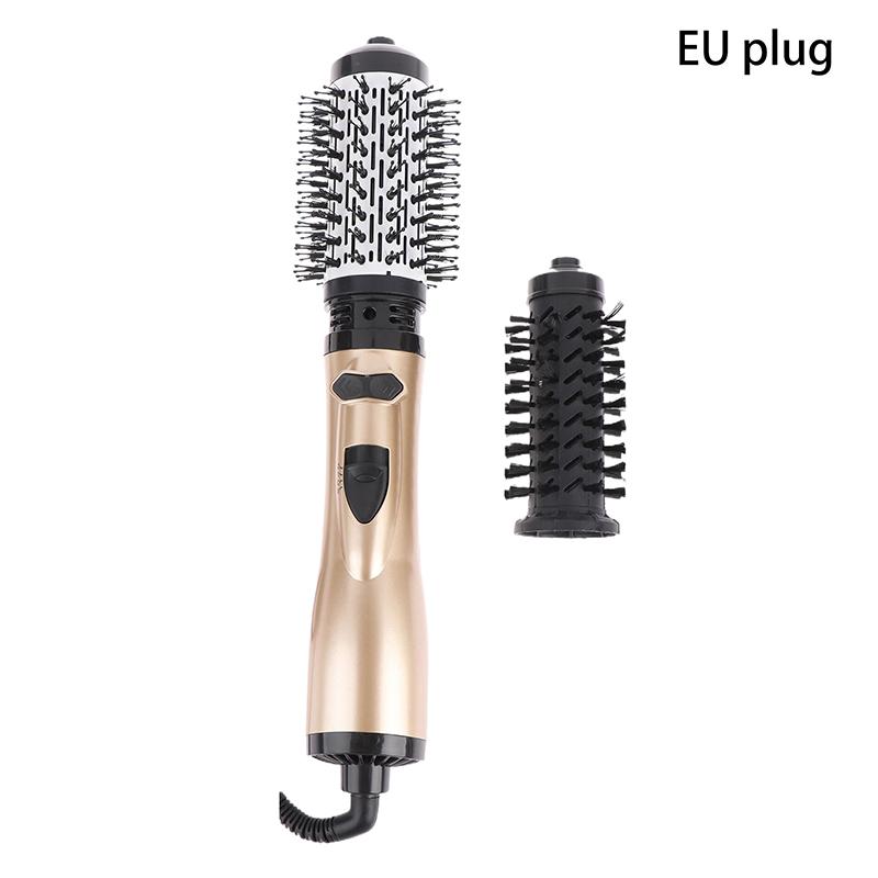 

Фен-щетка 2 в 1 Вращающаяся воздушная щетка Завивка Выпрямление Укладка Автоматическое вращение Ионная круглая Фен для волос Объем EU Plug золотой