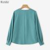 ZANZEA Women Casual V-Neck Solid Color Loose Long Sleeve Blouse