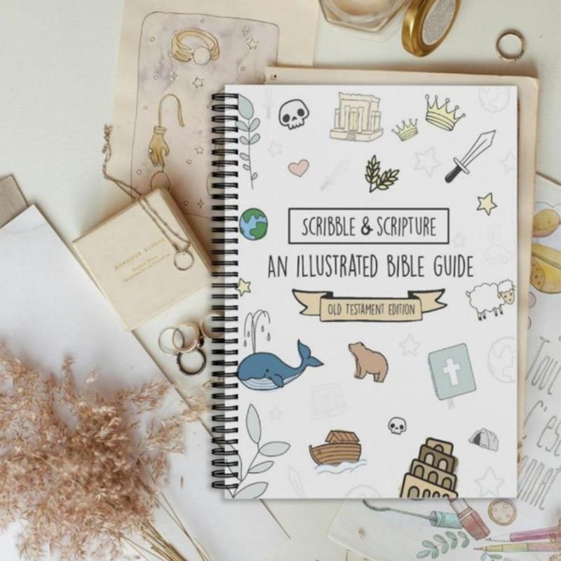 Scribble & Scripture: The Bible Made Simple - Illustrated Bible Guide, Spiral-Bound Notebook With Inspirational Illustrations