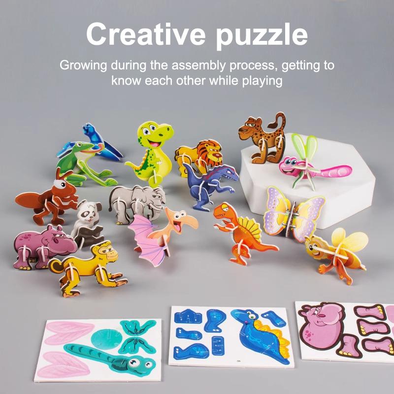 50 Pcs/Bag 3D Animals Foam Puzzle Educational Toys For Kids Birthday Party Favor Guest Gift Classroom Rewards Goodie Fillers