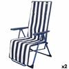 Chaise Longue - AKTIVE - Inclinable - Blanc - Rayures Bleu Marine - 2 Unités - 147 X 70 X 48 Cm