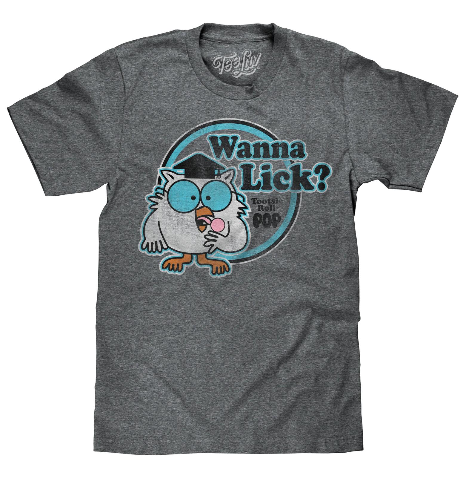 Tootsie Roll Pop Mr. Owl Wanna Lick? Mens T Shirt Gray M