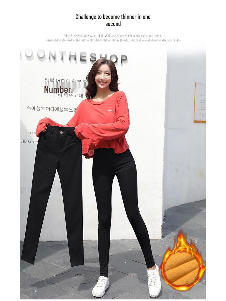 Hohe Taillen Dicke Schwarze Plus Size Leggings für Damen - Schlankmachende Skinny Hosen für Herbst/Winter