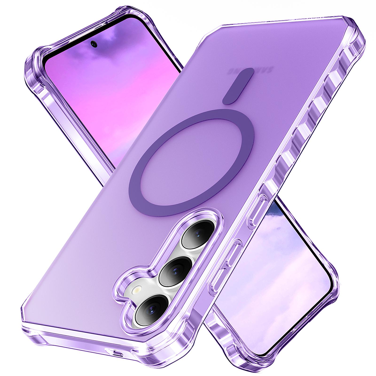 

Чехол для Samsung Galaxy S25/S24, совместимый с MagSafe, с маленьким волнистым краем, из ПК+ТПУ Purple