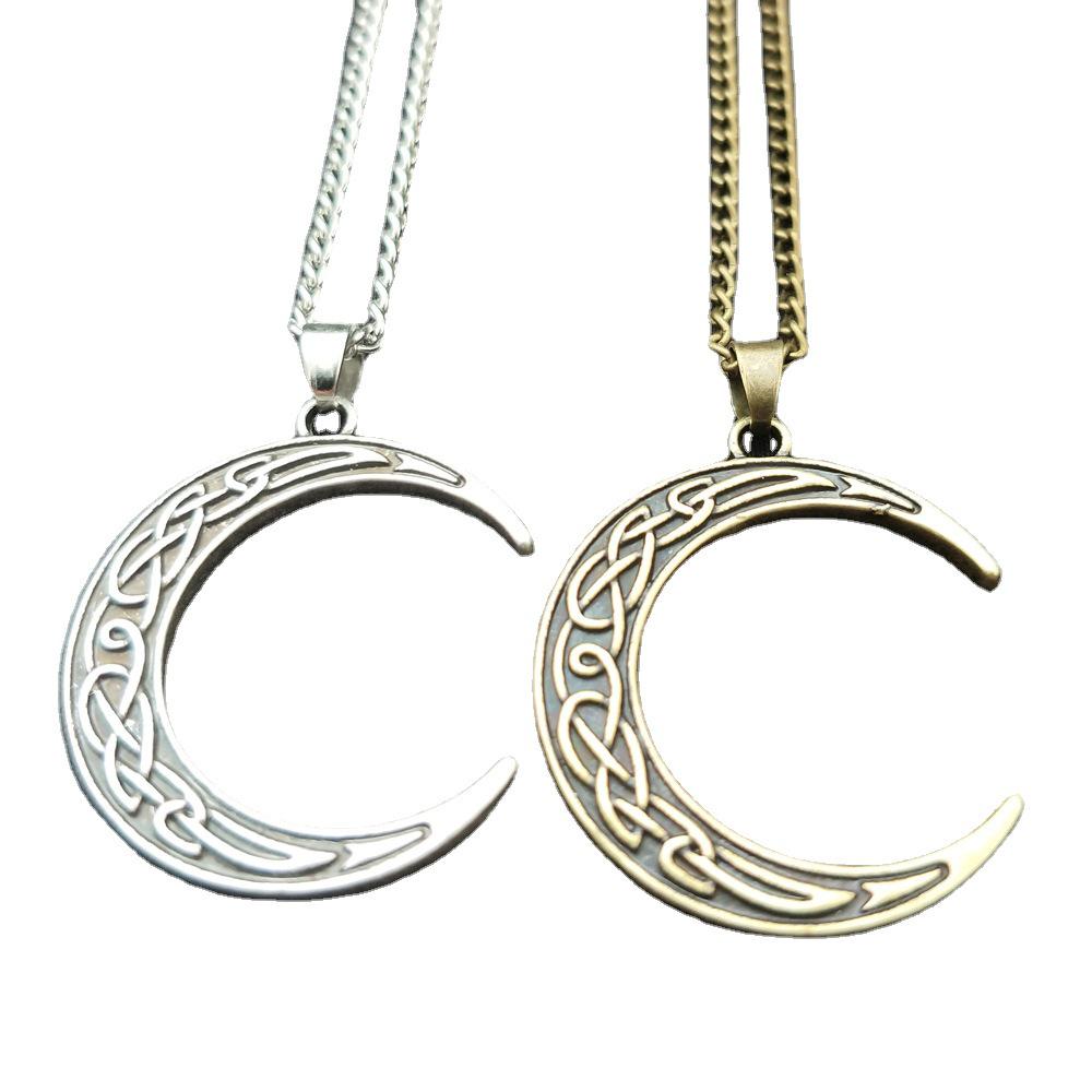 Elegant Celtic Crescent Moon Alloy Pendant Necklace