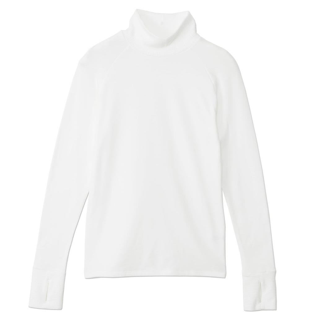 BVD Shirt with Instant Warm Women's High-Neck 10-Sleeve Thumbholes, GRID-TEC Fleece-Lined, Off-White