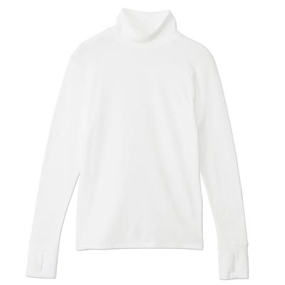 BVD Shirt with Instant Warm Women's High-Neck 10-Sleeve Thumbholes, GRID-TEC Fleece-Lined, Off-White