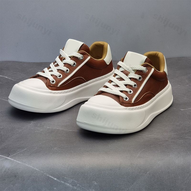 Fashion Men Platform Vulcanized Shoes 2025 Autumn Comfortable Anti Slip Outdoor Leisure Sports Shoes Thick Soled Outdoor Running Shoes