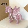 Bag Pendant Keychain Heart-Shaped Metal Lobster Clasp Smooth Open Close PLA Silk Material Pink Pearlescent Unicorn 3D Printed