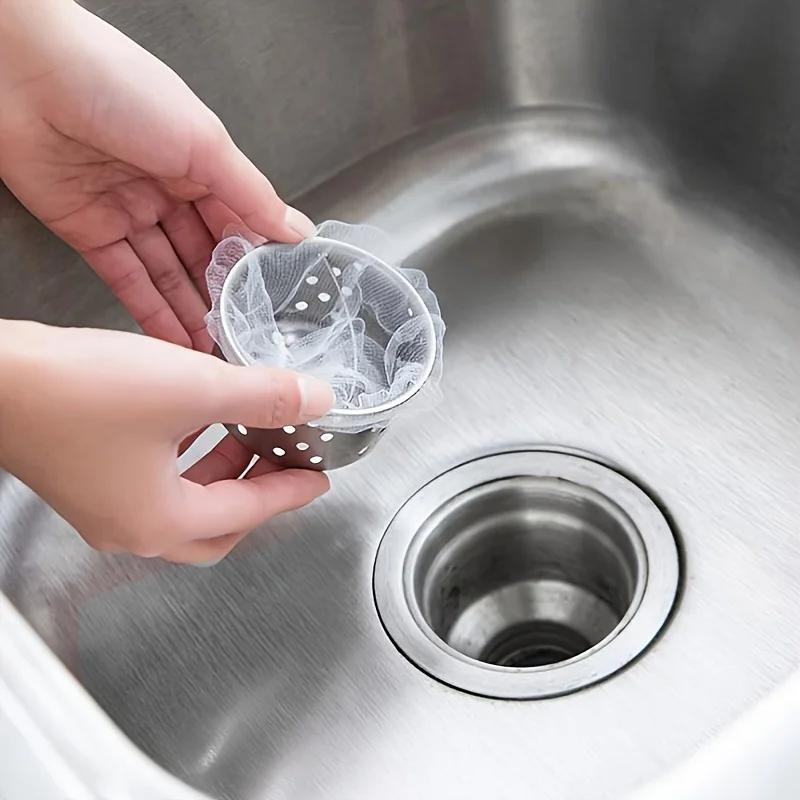 100-Pack Fabric Kitchen Sink Strainers - Disposable Food Waste Catcher Bags, Easy Drain Cleaner, Essential Kitchen Cleaning