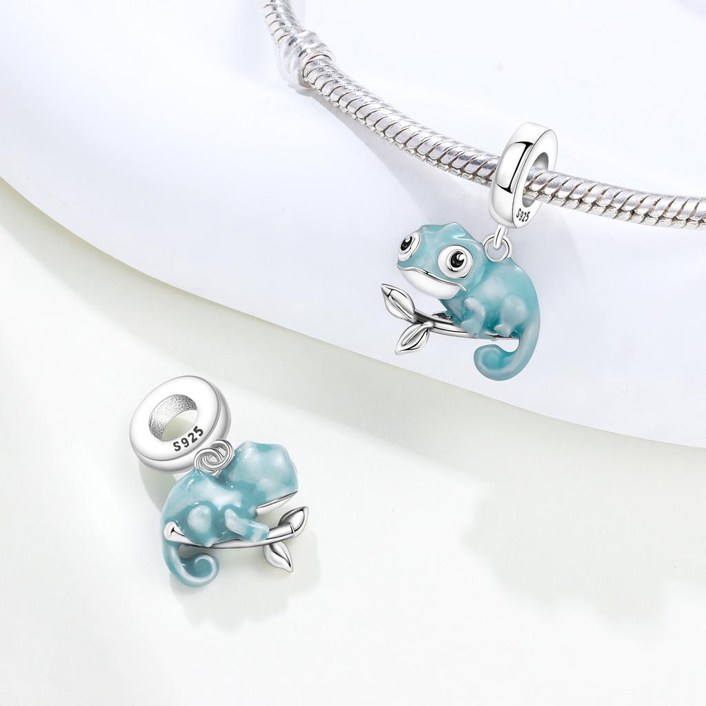 Copper Cute Chameleon Animals Pendant Temperature Discoloration Beads Original Bracelet Charm Jewelry Party Diy Trendy Gifts