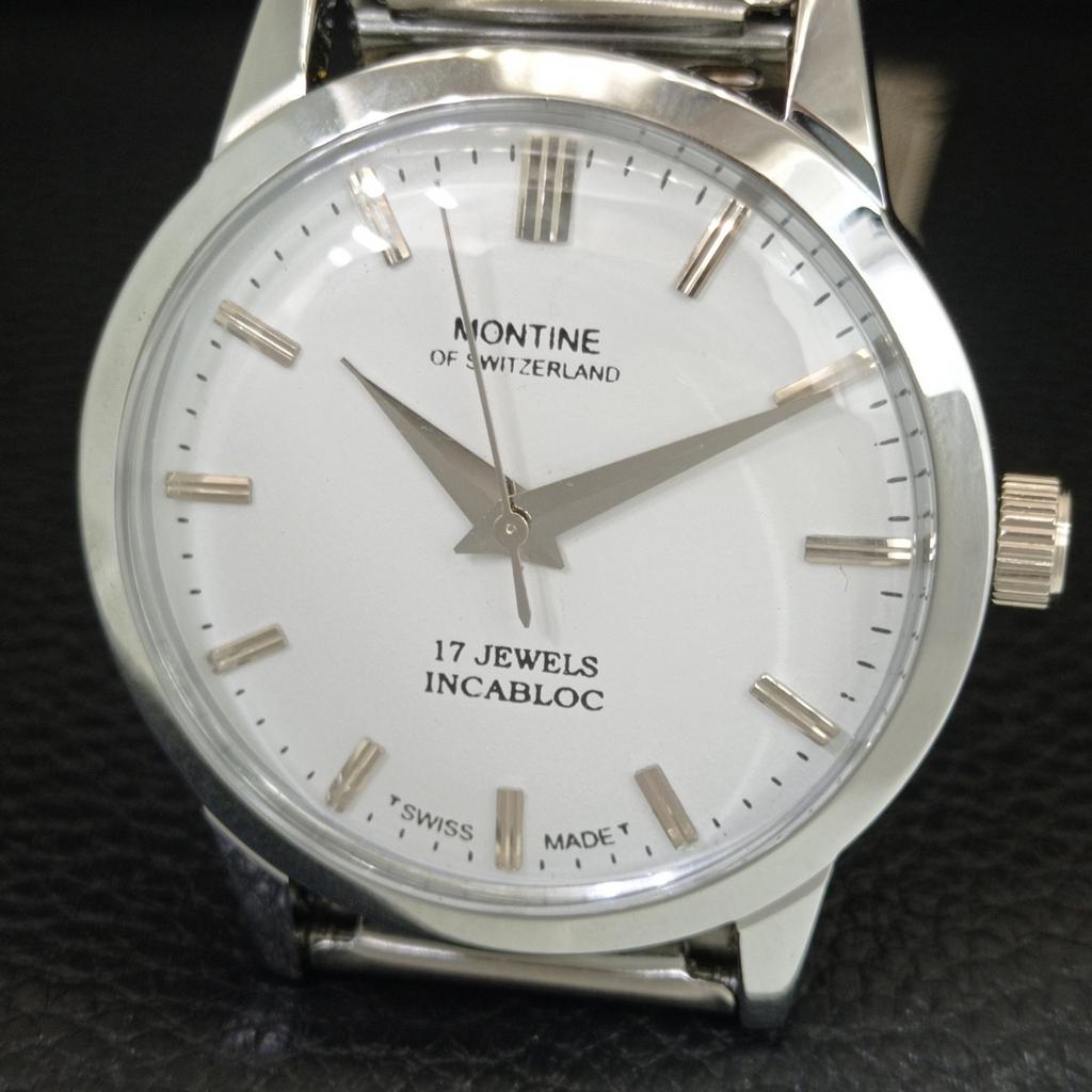 ВИНТАЖНЫЕ МУЖСКИЕ ЧАСЫ MONTINE SWISS С РУЧНЫМ ЗАВОДОМ, ОТРЕСТАВРИРОВАННЫЕ, БЕЛЫЙ ЦИФЕРБЛАТ a445187-1