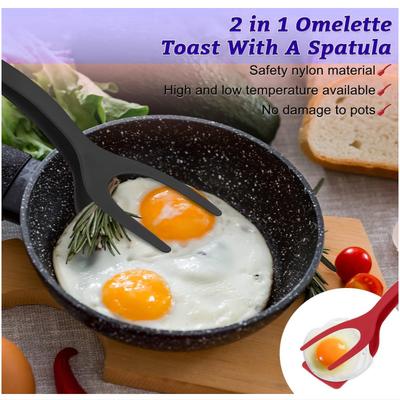 Multifunction 2 In 1 Spatula Tongs for Kitchen Egg Steak Toast Ham Fried Tongs Non Stick Tongs Novel Kitchen Accessories