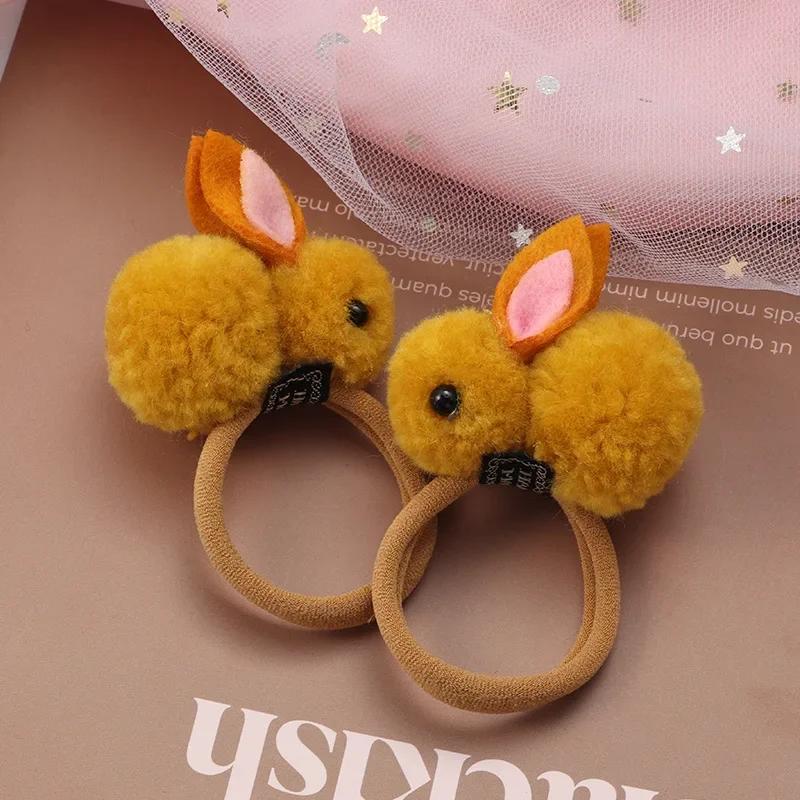 2 Stück Haaraccessoires Mädchen Elastique Cheveux Fille Gomas Elasticas Fellig Koreanisch Kinder Kleidung Hasenohren Scrunchie Stirnbänder